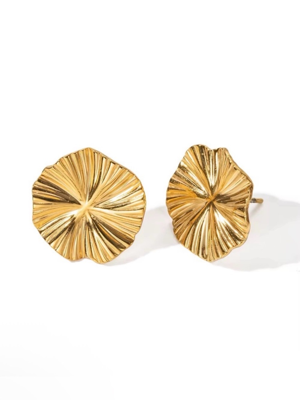 18K Gold Plated Textured Stud Earrings